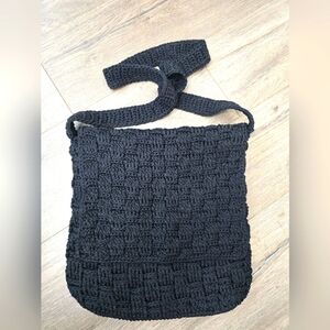 The Sak Handmade In Indonesia Black Woven Crochet Pattern Minimalist Boho